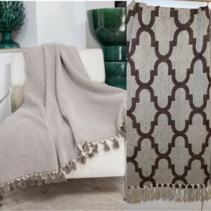 Elegant Gray and Brown Throw Blanket